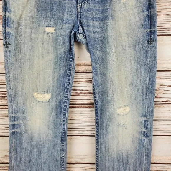 Affliction Premium Mens 34x32 Buckle Blake Distressed Straight Leg Jeans     #49 - Picture 3 of 13